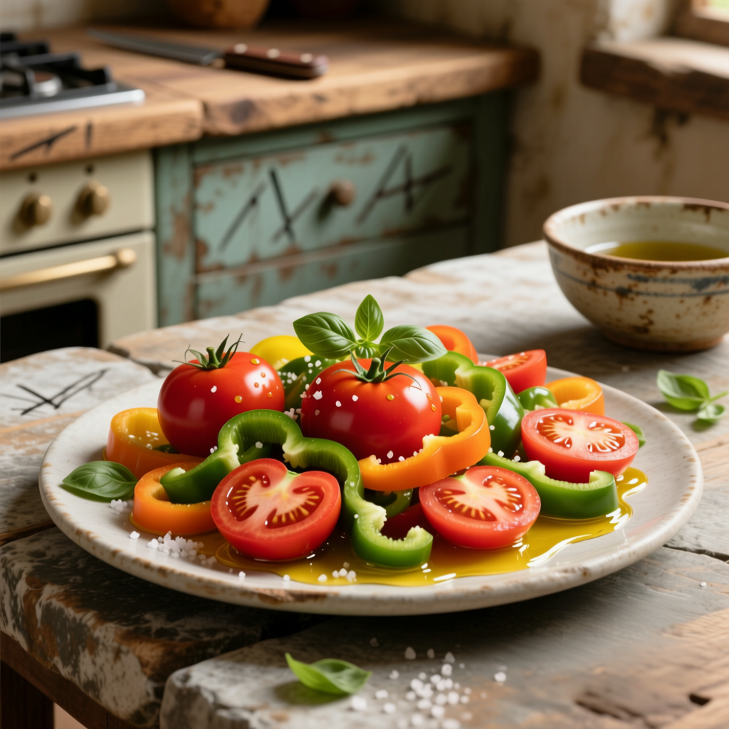 Классический салат из помидоров и болгарского перца